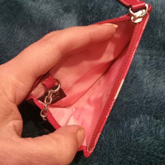 Coach Signature Pink Keychain/ID Card Case w/ Dustbag - Picture 3 of 7